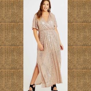 Altar'd State Gold Sequin Maxi Dress